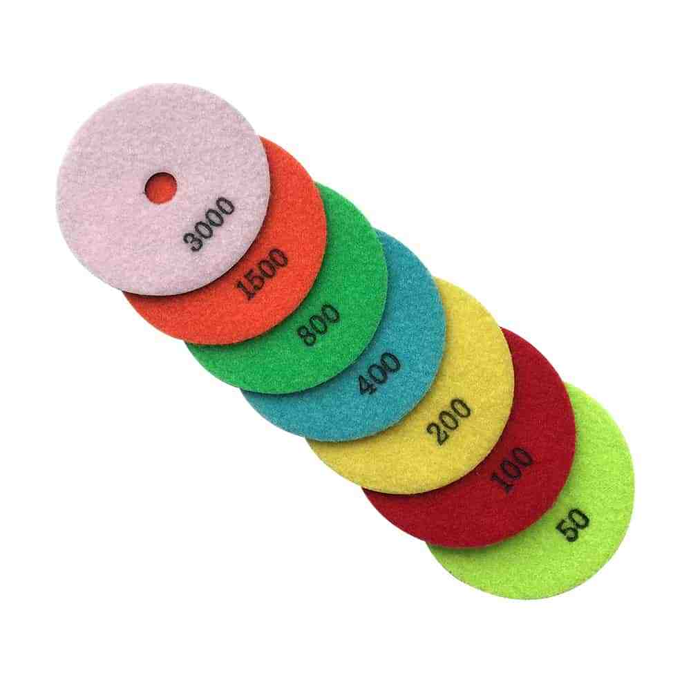 4" Dry Stone Polishing Set (7pc) #50 100 200 400 800 1500 3000 Granite Marble