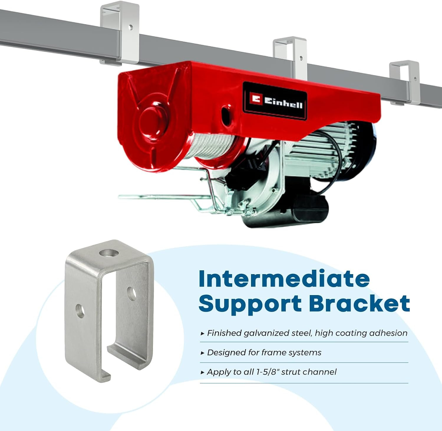Channel Trolley Track Hanger Bracket, Intermediate Support Bracket for All 1-5/8