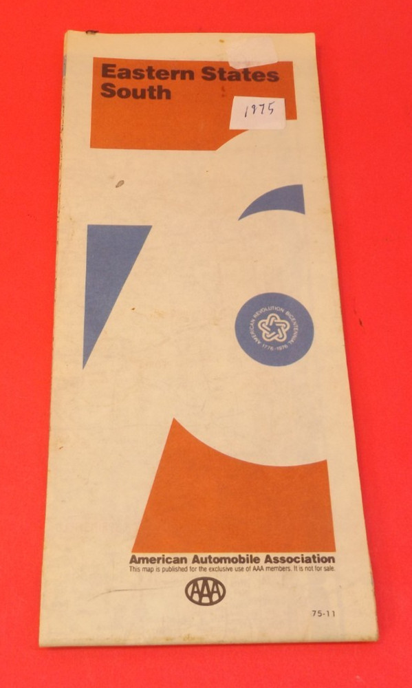 AAA  MAP EASTERN STATES SOUTH - 1975