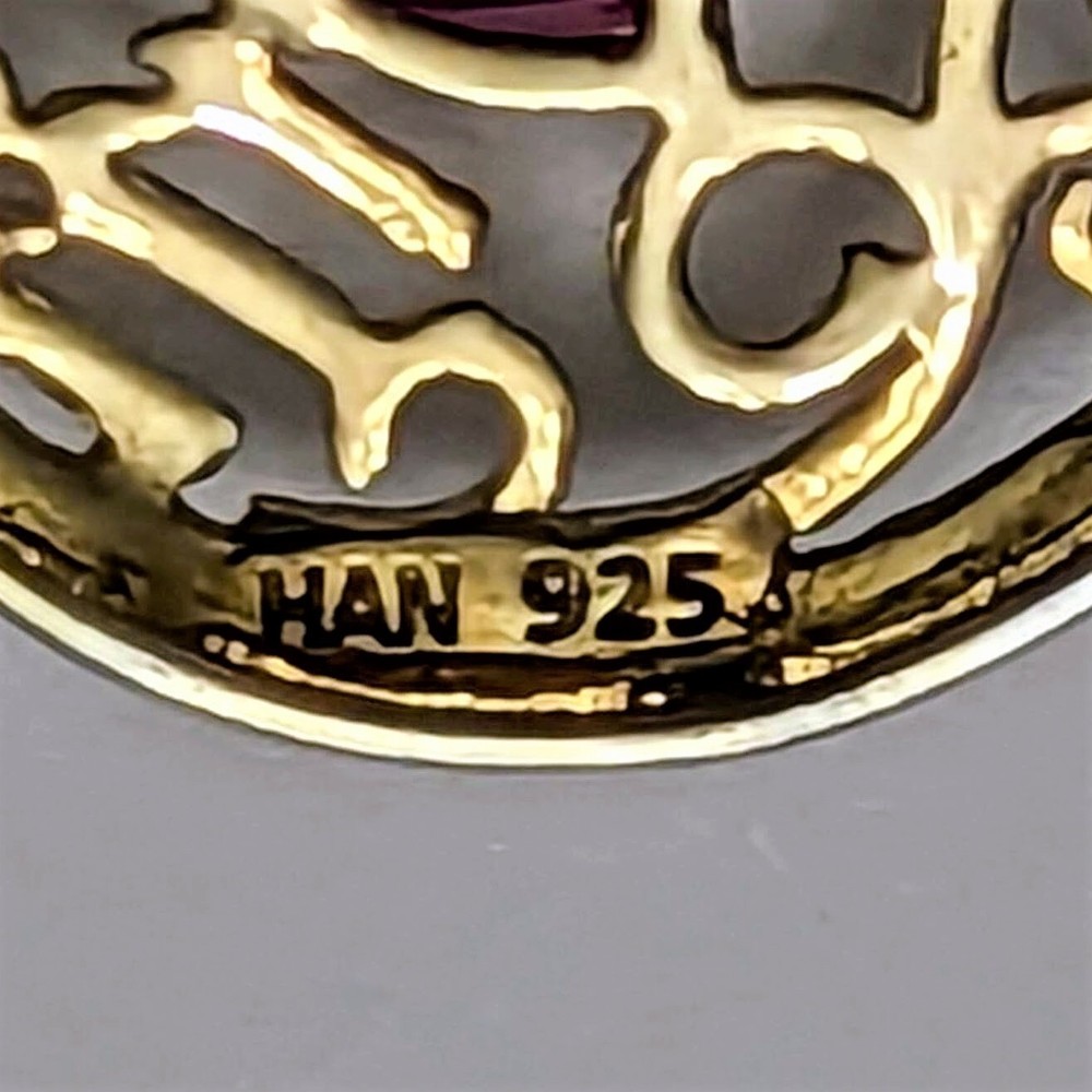 HAN Signed Ruby Heart MOM Pendant Necklace