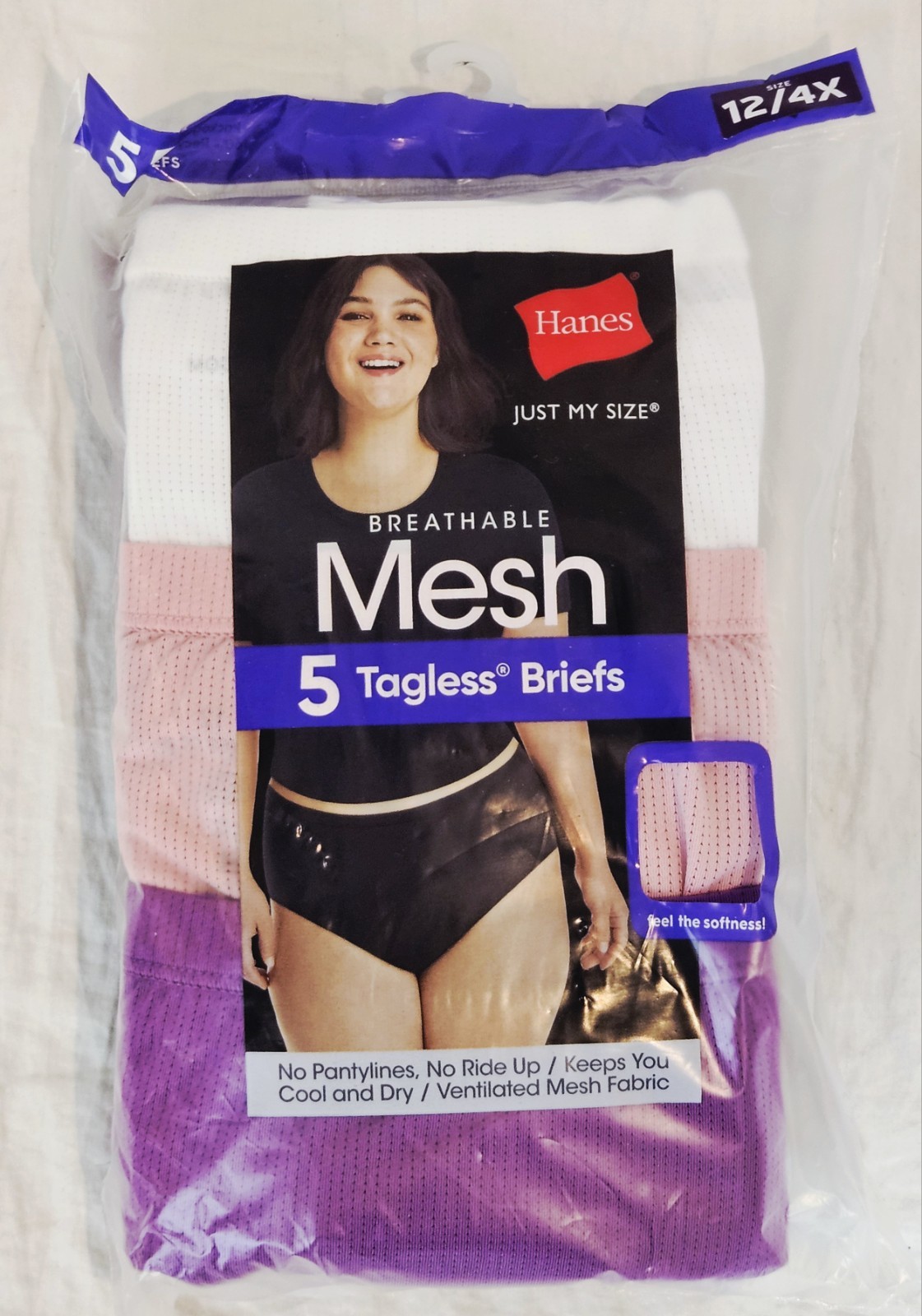 Hanes Plus Just My Size Breathable Mesh Tagless Briefs 5 Pack 1X 3X 4X 5X or 6X