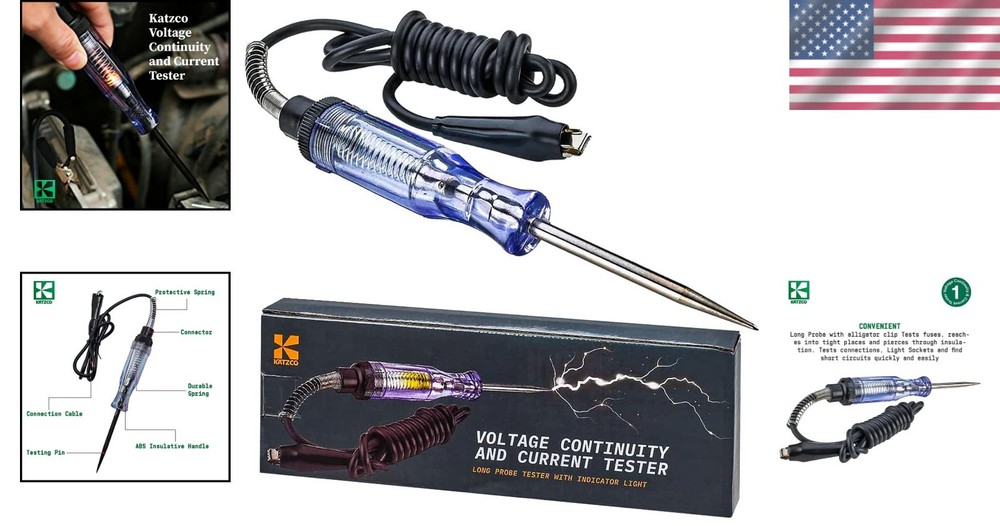 Versatile Voltage Continuity Tester with Indicator Light - Durable 54" Cord