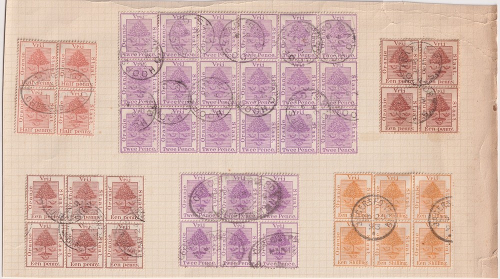 Orange Free State Blocks - Used (hinged on Page)