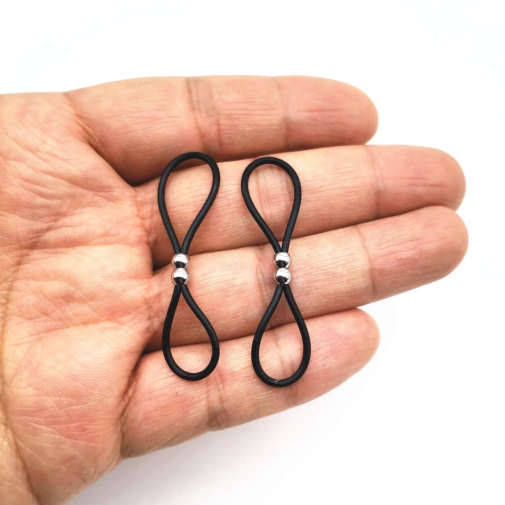 Adjustable Silicone Ring Bands at Both Ends Rubber Loop for Non Piercing Nipp...