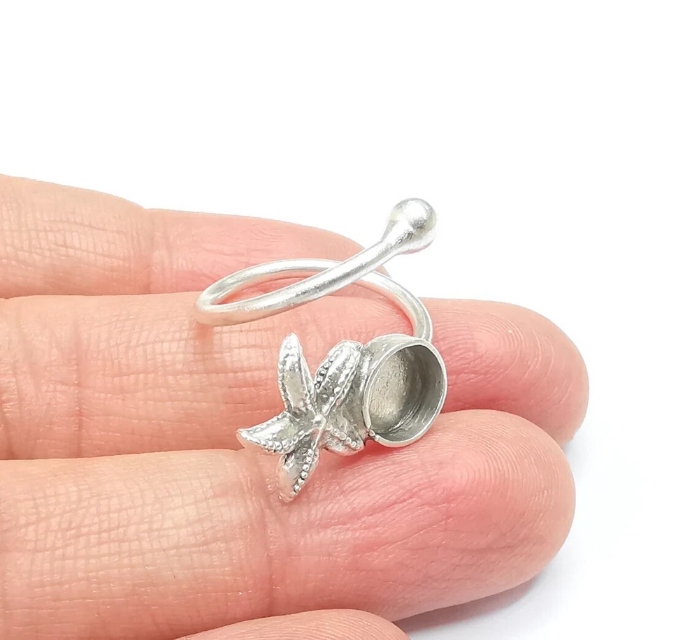 Starfish Ring Blank Setting, Cabochon Mounting, Adjustable Resin Ring Base Bezel