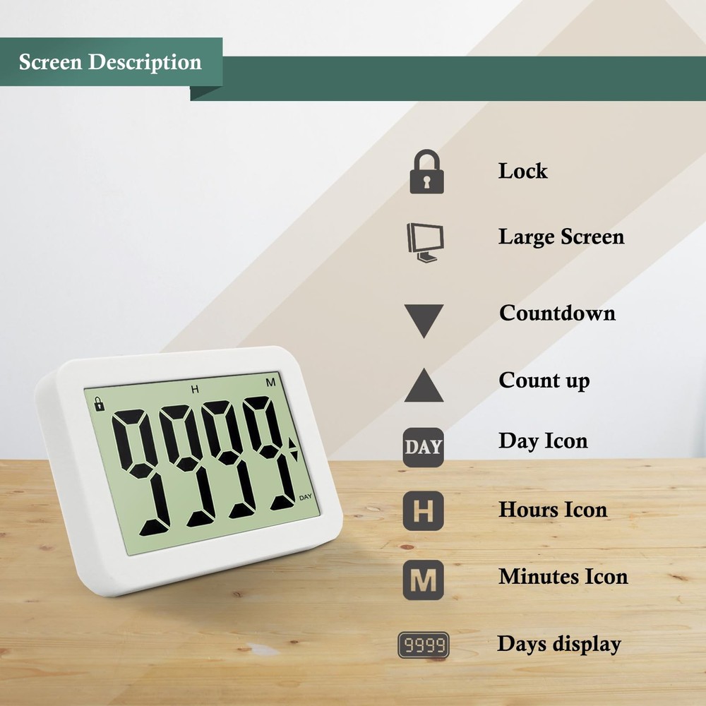 Digital Countdown Days Timer 9999-Days Electronic Timer for Vacation Retireme...