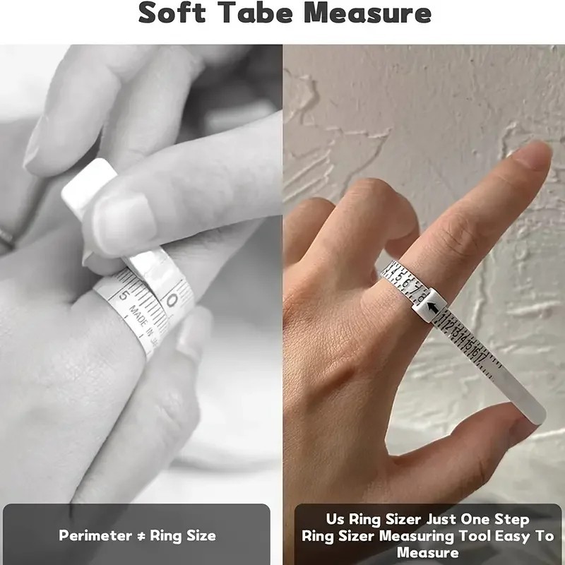 2-Pack Ring Sizer Measure Tool Gauge Plastic Finger Sizing Finder Reusable 1-17
