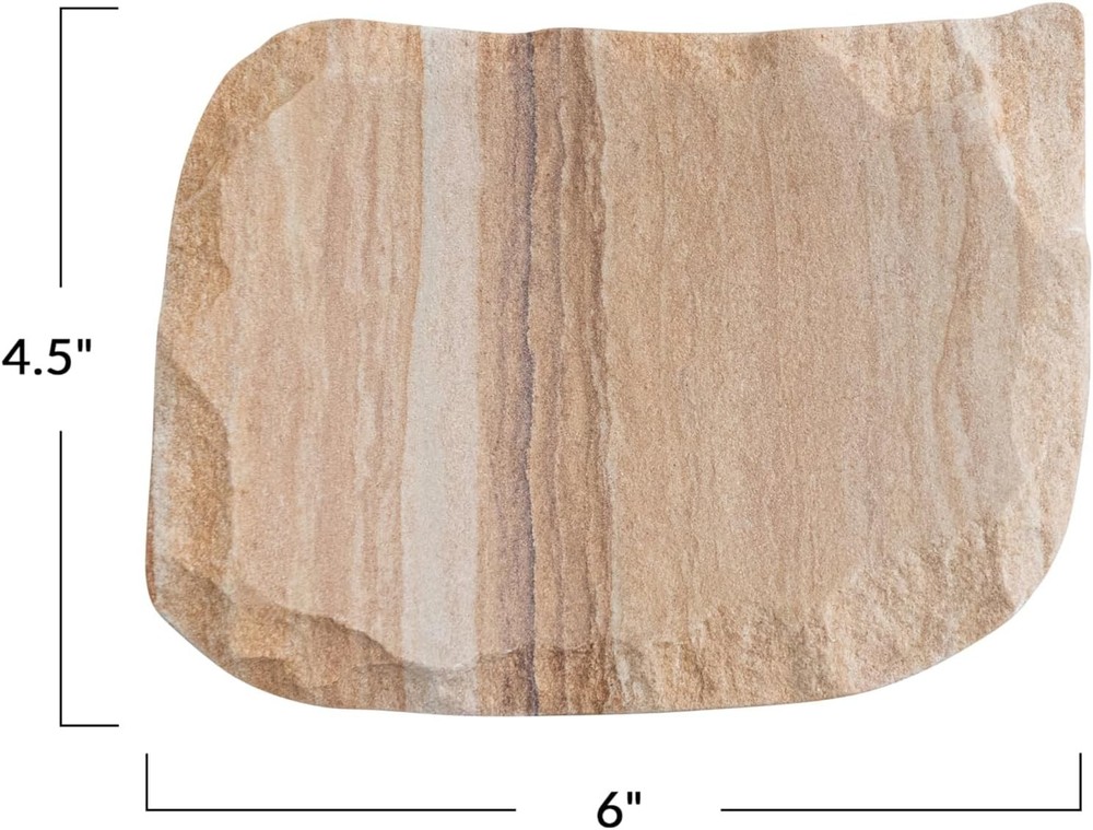 Rainbow Sandstone Soap Dish W/ Raw Edge Natural