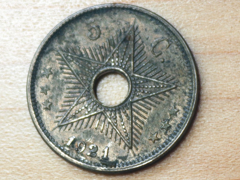 1921 Belgian Congo 5 Centimes