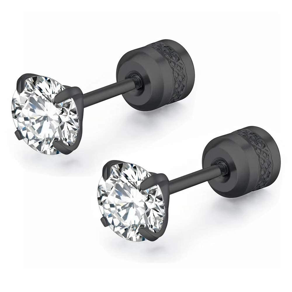 5 Pairs Titanium Screw Back Stud Earrings Set for Sensitive Ears, Hypoallerge...