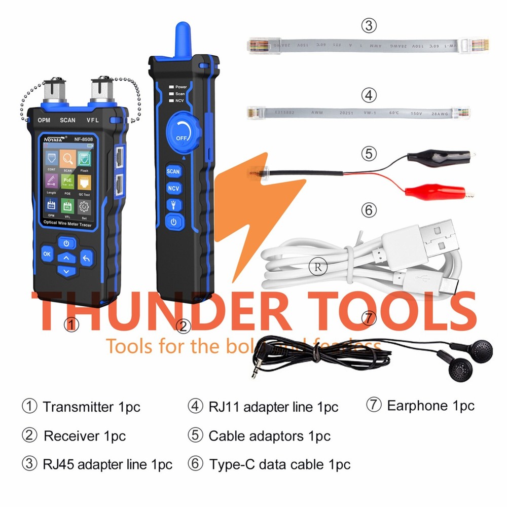 Thunder Tools NOYAFA Optical Network Cable Meter Tracer with LCD Display