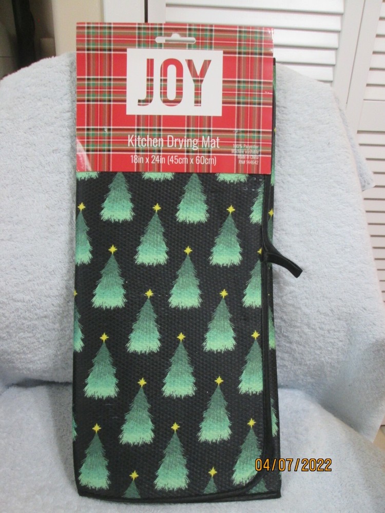 Christmas Tree Kitchen Drying Mat 18" X 24" New