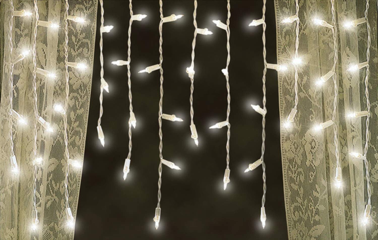 Tupkee Window Icicle Lights Set, 3 Feet (0.91 m), 50 Clear Incandescent...