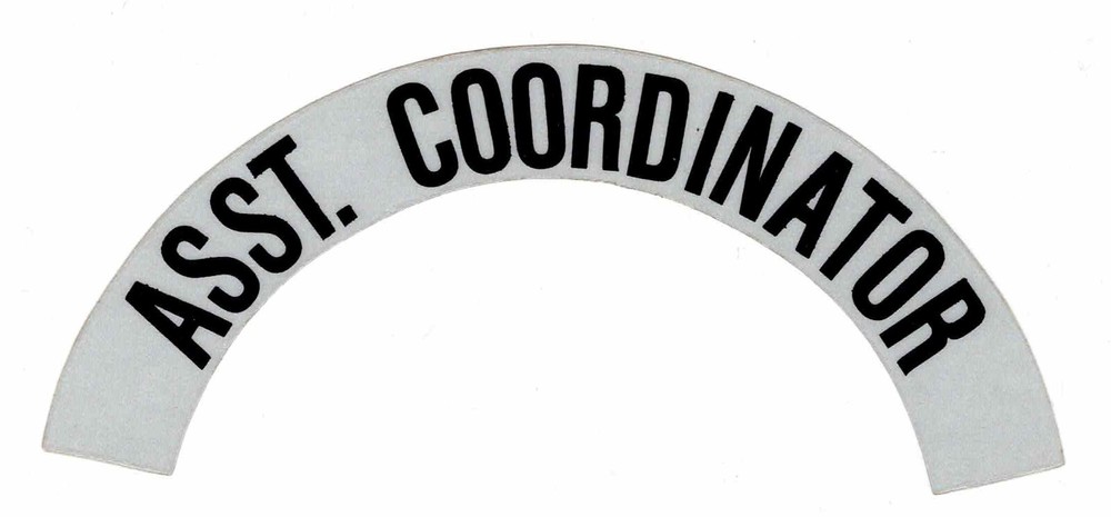 ASST. COORDINATOR Highly Reflective Fire Helmet Crescent Decals -  A PAIR