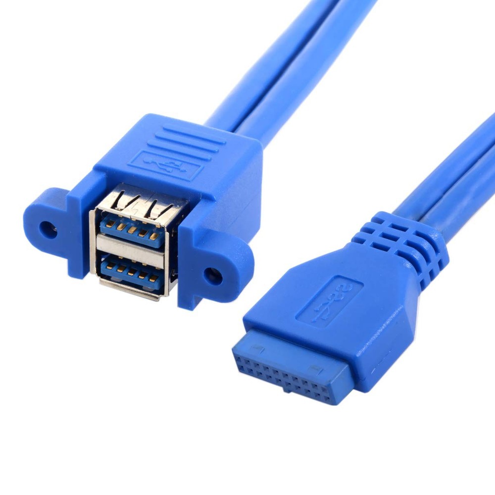 Stackable USB 3.0 Female Panel Type to Motherboard 19Pin 20Pin Header Cable 5...