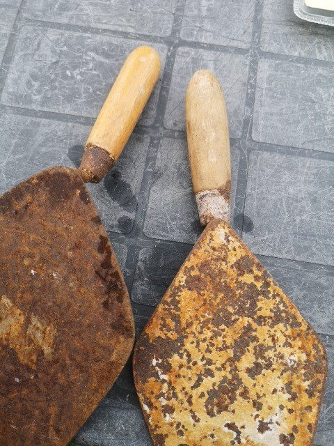 2 X Vintage Trowels Pointing Bricklayers Tool Bundle Trowel
