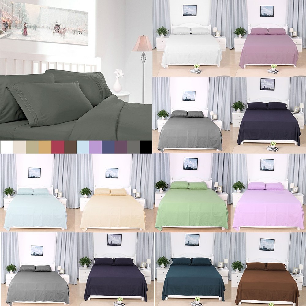 Hotel Quality Large Pocket Soft Microfiber Fitted Sheet Pillcases Flat Sheet Set