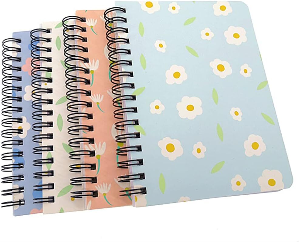 ALIMITOPIA 4 Pack Small Spiral Notepad Journal,Wirebound Ruled Sketch Black