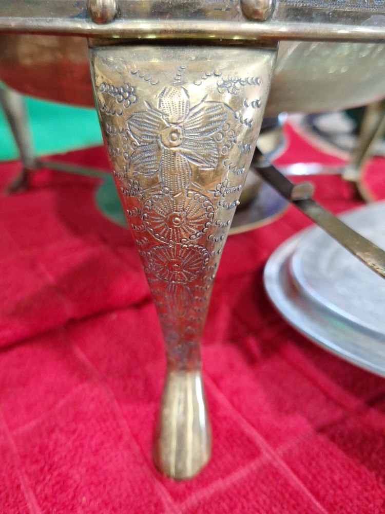 Beautiful Chaffing Dish Cookware - Antique Middle Eastern Brass Tin Lined