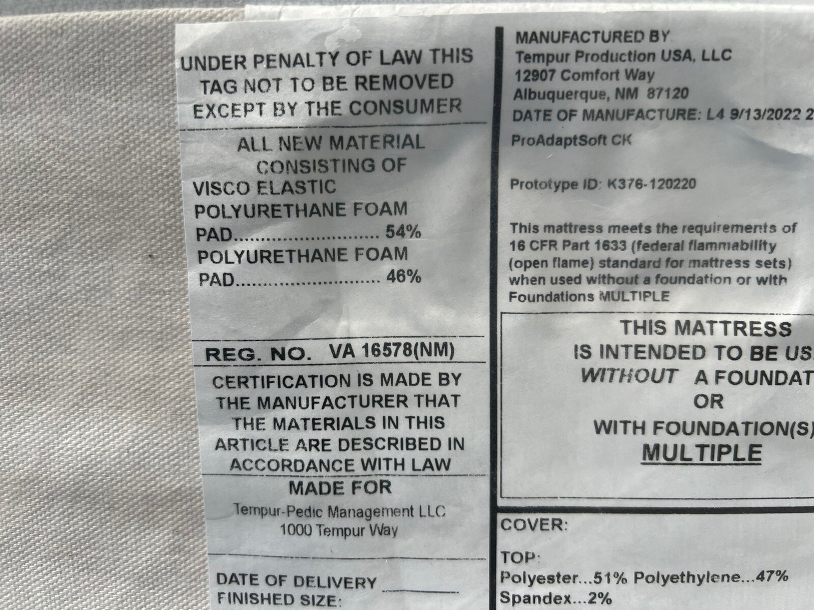 TempurPedic PRO ADAPT SOFT CALIFORNIA KING MATTRESS NEW FAST SHIPPING CLEARANCE