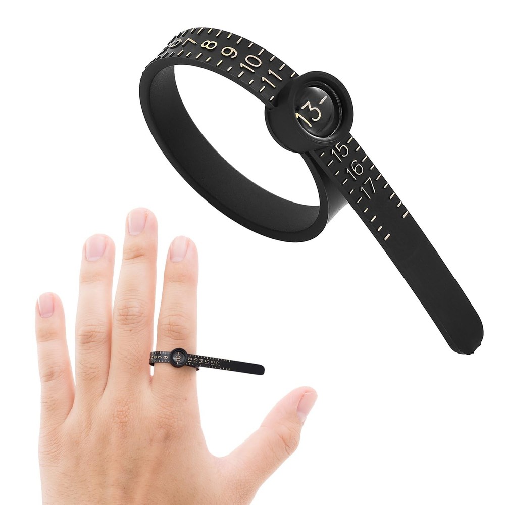 King Will Ring Sizer Reusable Measuring Sizing Tool with Black & Gold