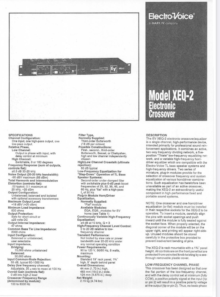 EV / Electro Voice—XEQ-2 / Vintage Active Crossover