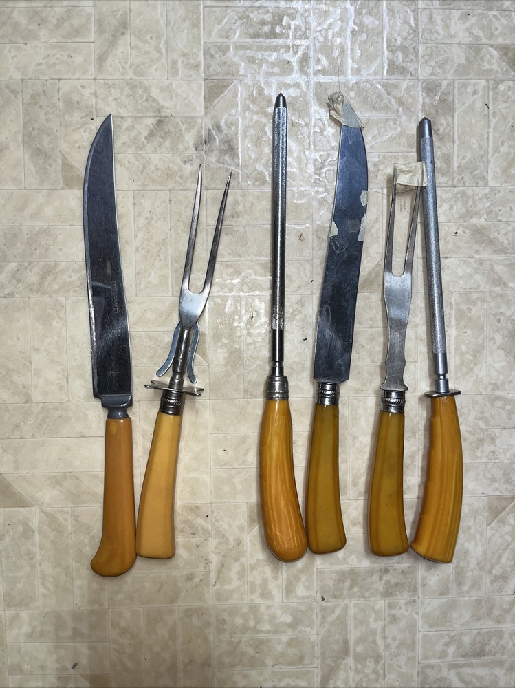 Butterscotch Bakelite Carving Knife Set
