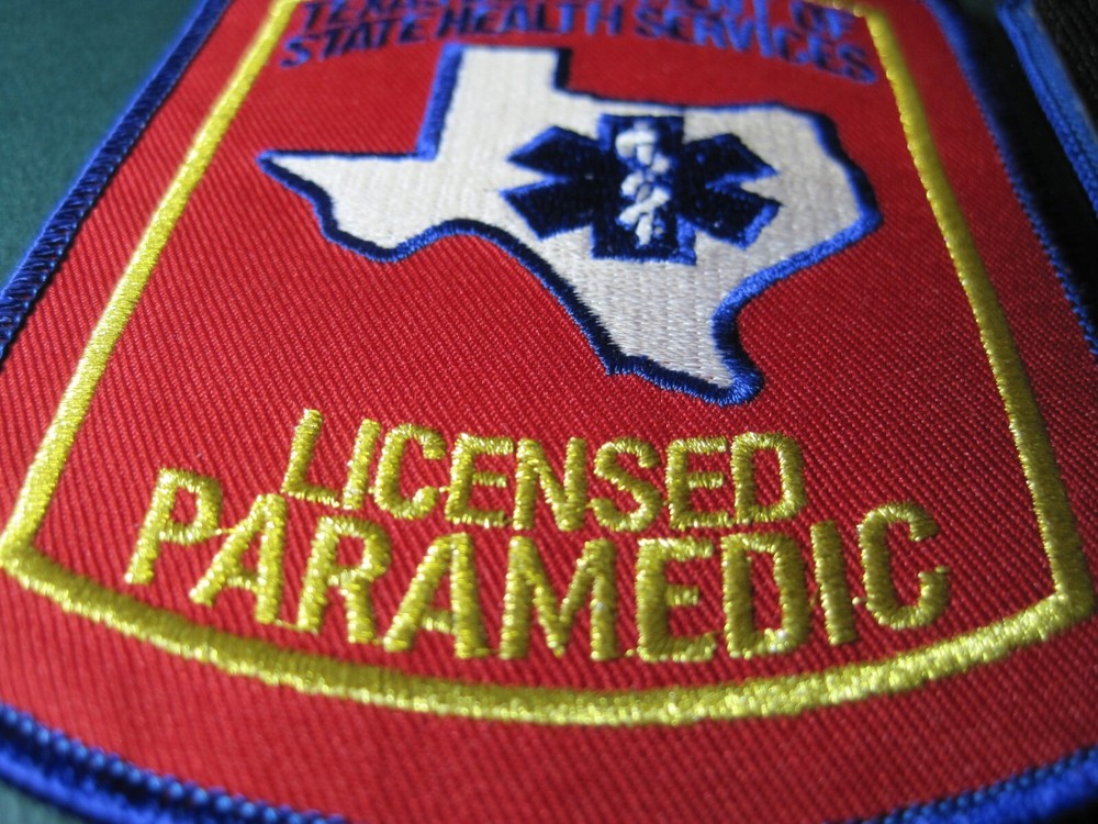 Texas Licensed Paramedic Patch Genuine 3M Hook Applied Shoulder Size Look!