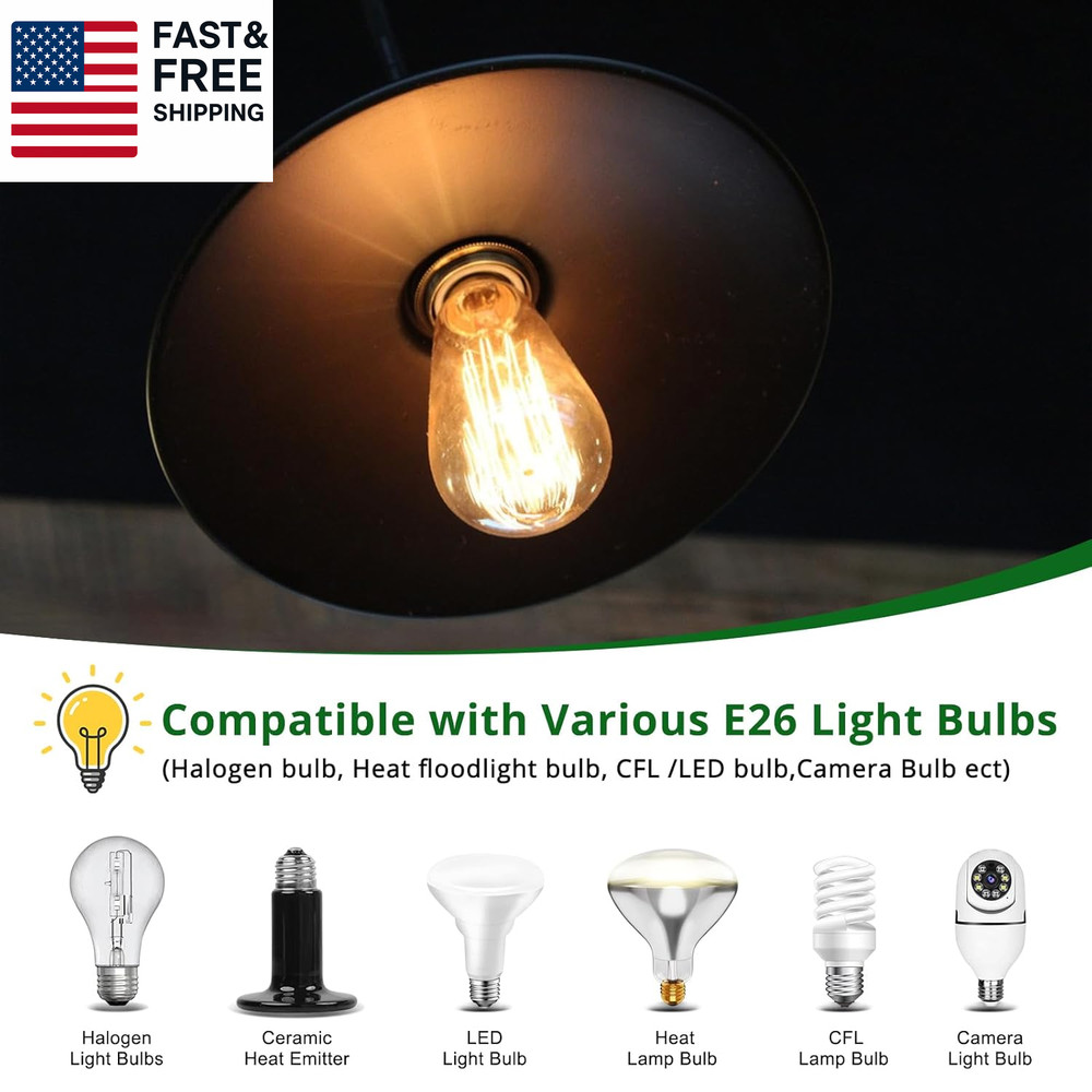 E26 Light Socket,Standard Medimun Screw Bulb Socket Lamp Holder,Porcelain Light