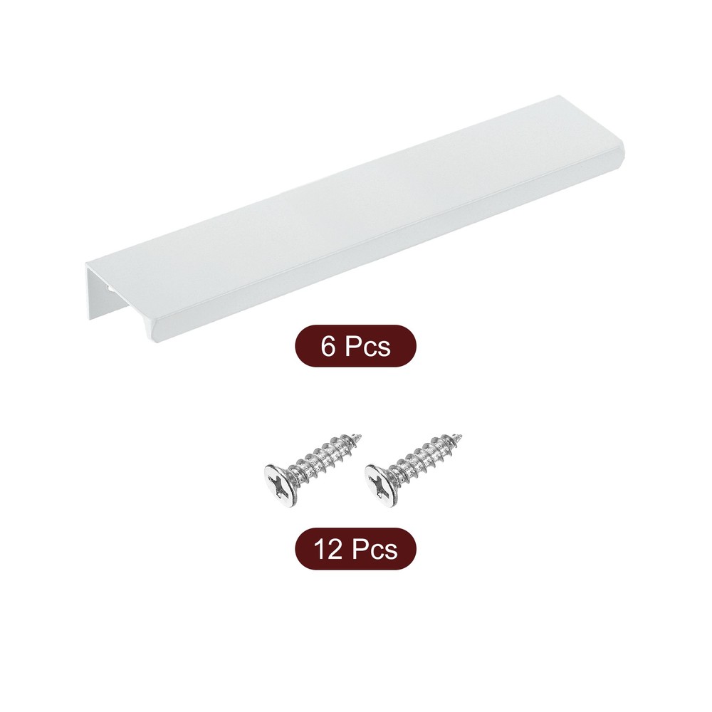 Cabinet Edge Finger Pull, 6pcs 150mm / 5.91" Hidden Cabinet Pulls, White