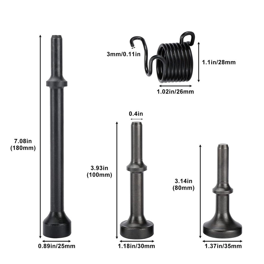4Pcs Smoothing Pneumatic Air Hammer Bits Air Chisel Drill Bit Kit with Spring