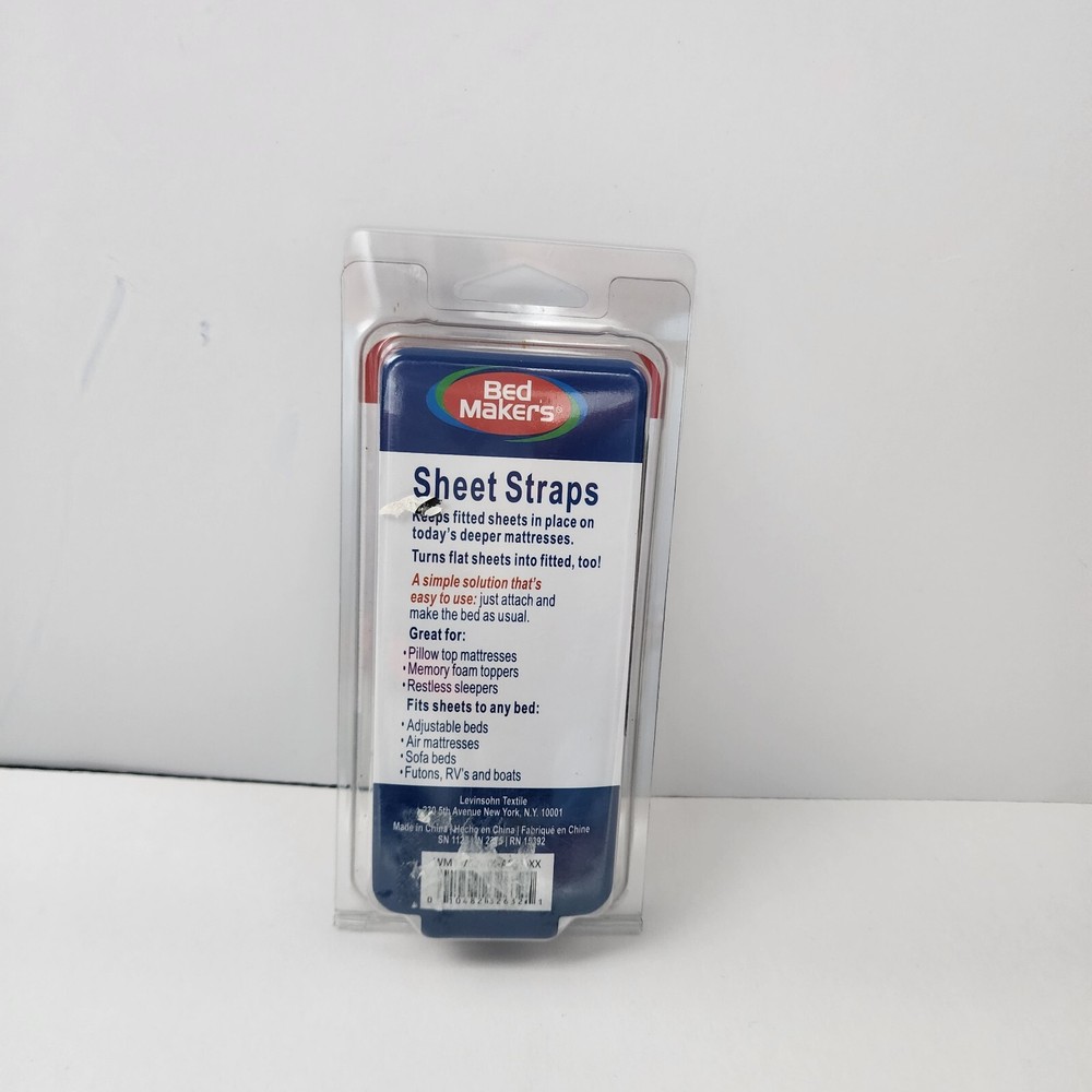 Bed Makers Sheet Straps 4 White Strap Set Adjustable Levinsohn Textile Sealed
