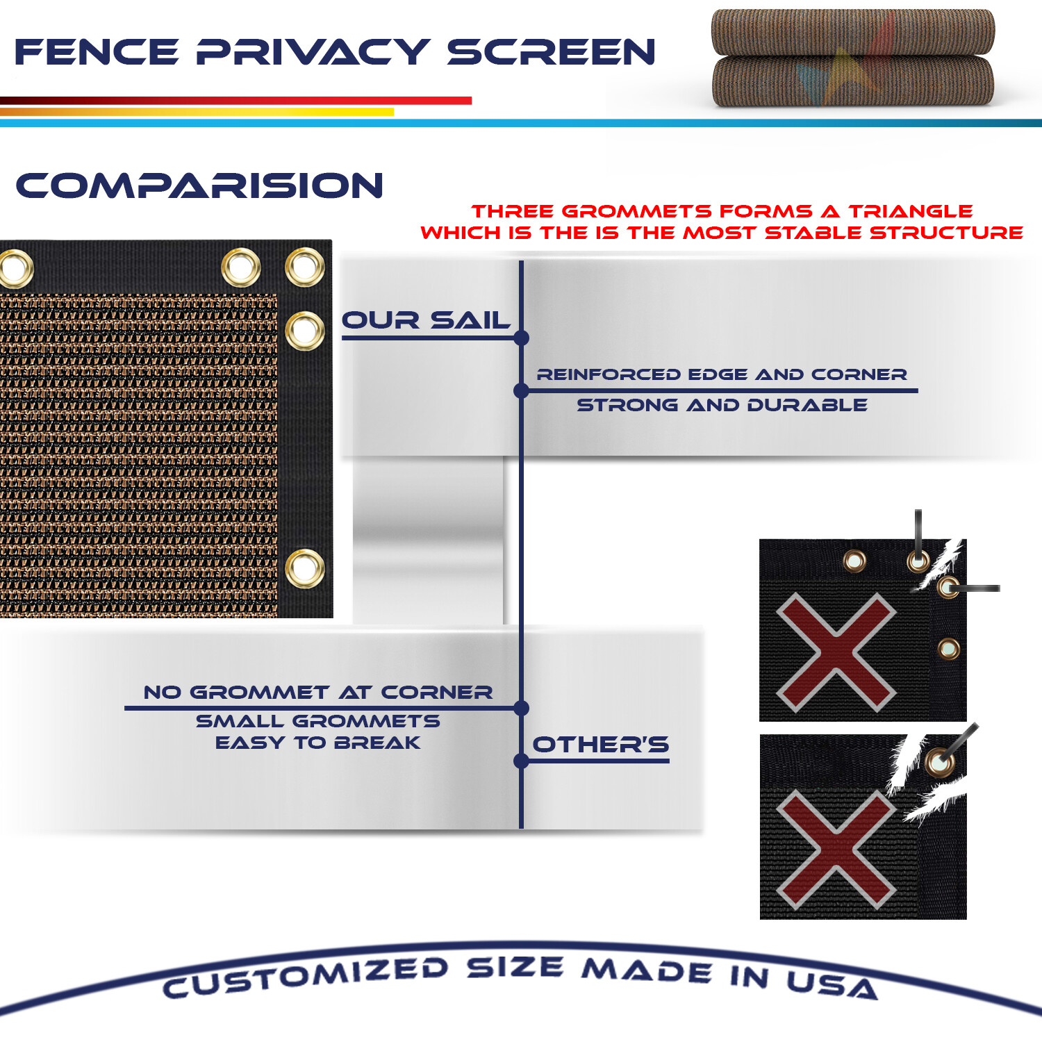 4' 5' 6' 8' tall Outdoor Fence Windscreen Privacy Screen Shade Cover Garden Pool