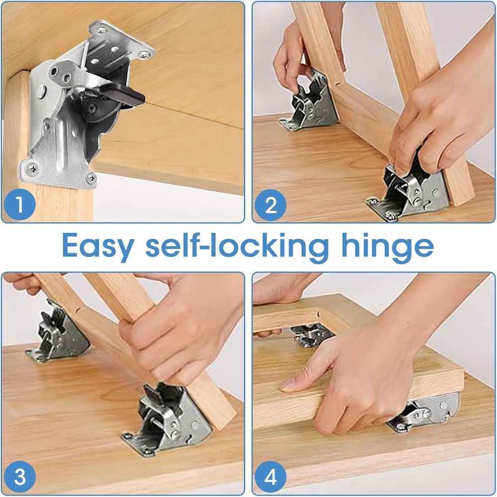 4 Pack Locking Hinge for Folding Leg Brackets,Heavy Duty Folding Brackets 90 ...