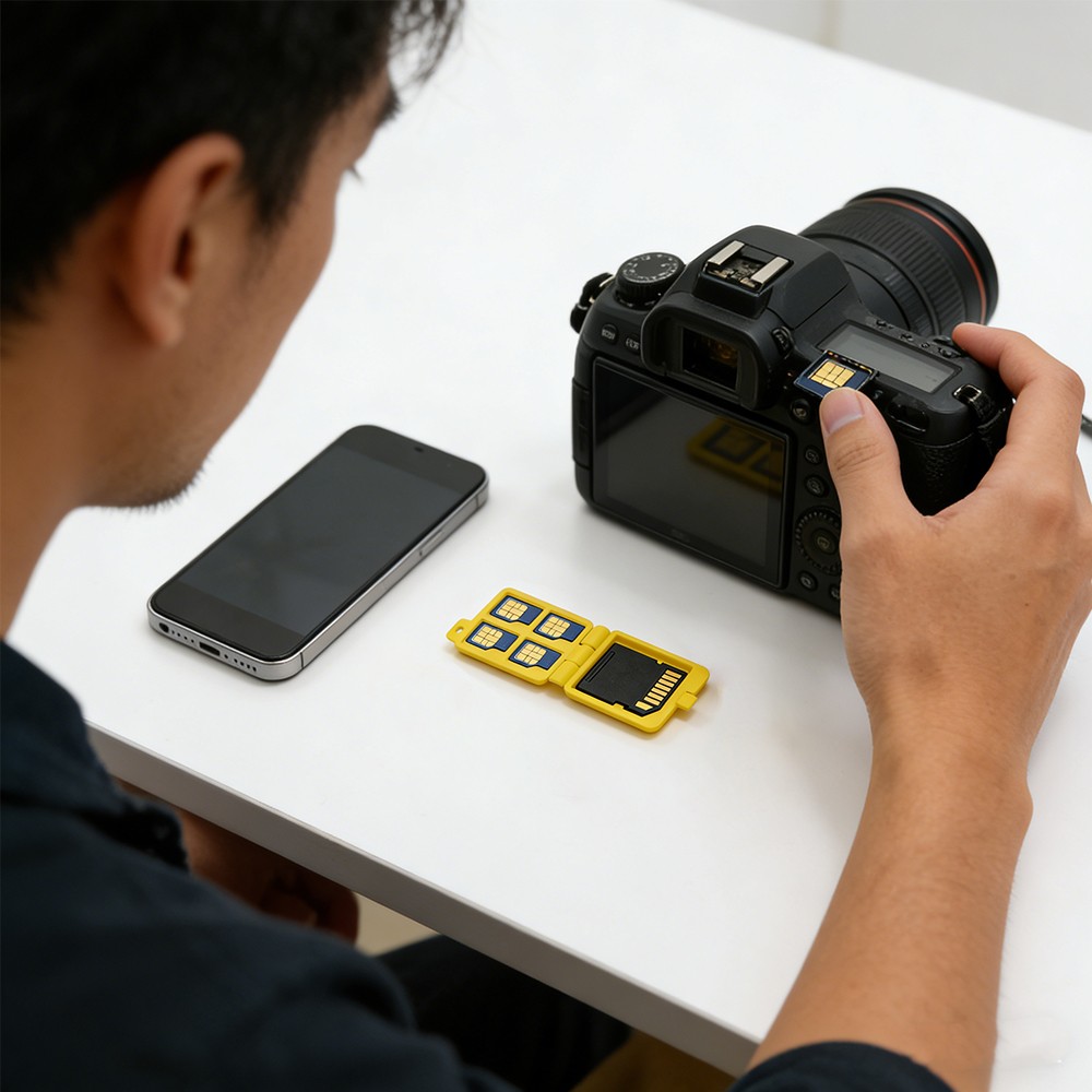 3D Printed Mini Portable Storage Memory Card Case Fits 1 SD+4 Micro SD TF