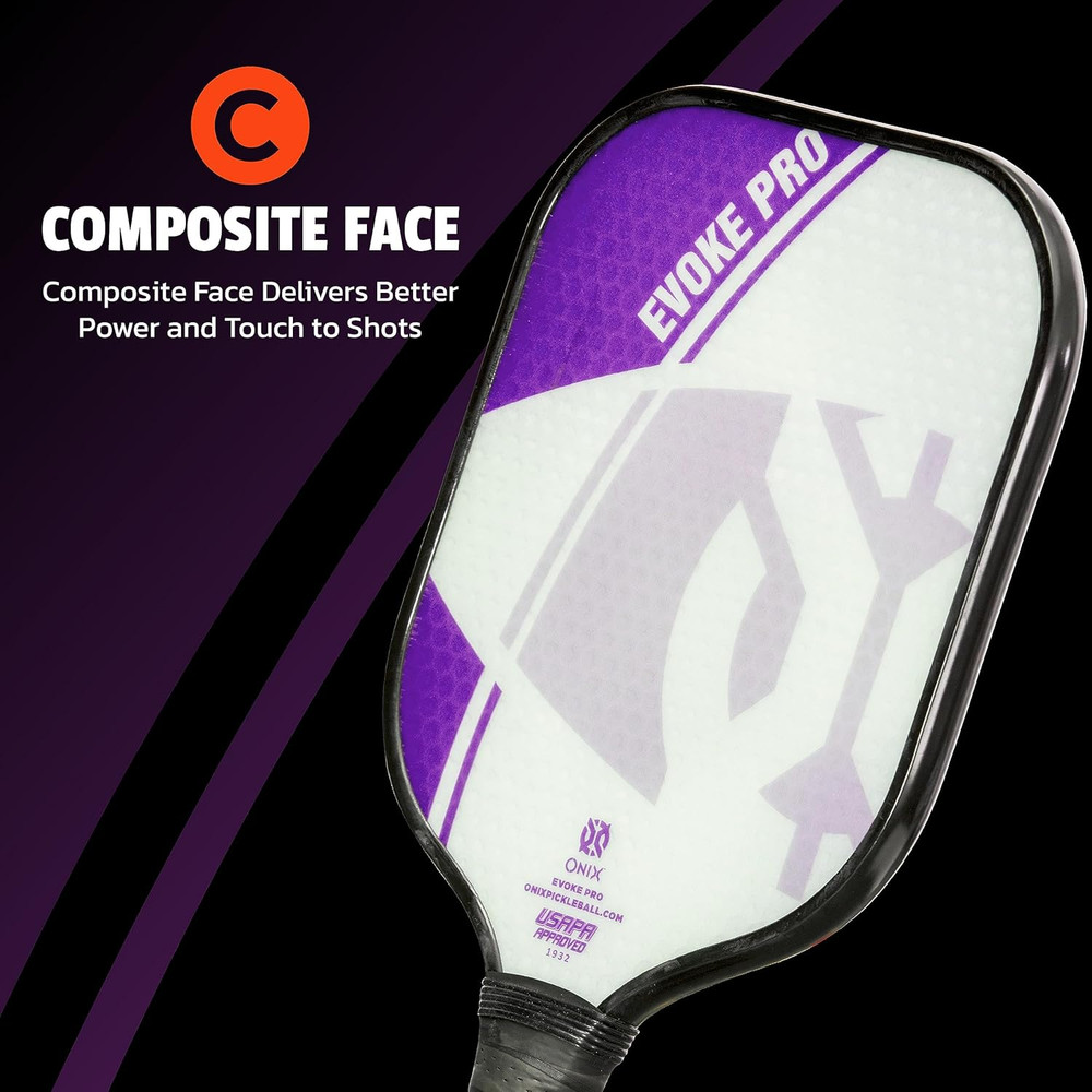 Evoke Pro Composite Face Incredible Touch Maximum Control and Spin Pickleball Pa