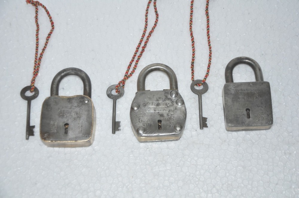 3 Pc Vintage  Iron Handcrafted Solid Bag Shape Padlocks