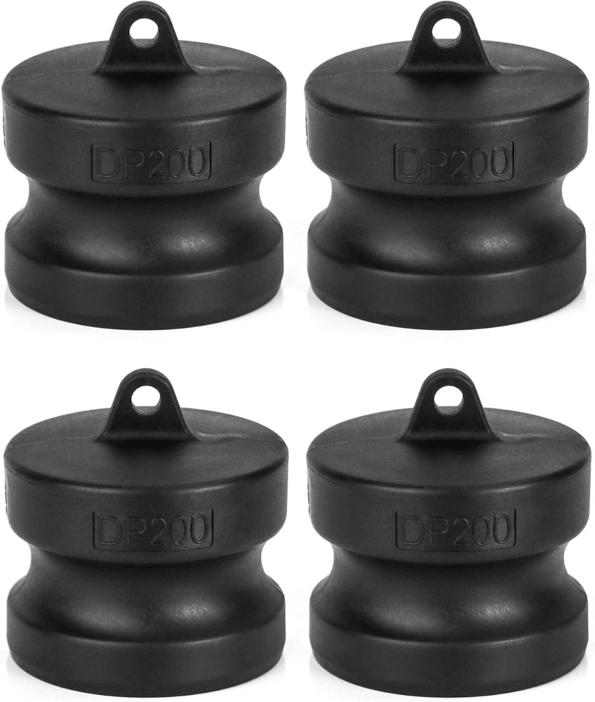 4 Pack 2 Inch Type DP Polypropylene Camlock Dust Plug Black 2 Inch Fitting Hoses