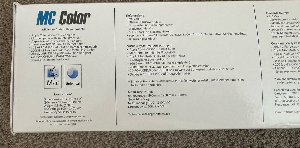 NEW OPEN BOX Euphonix MC Color - Color Grading Control MEDIA CONTROLLER