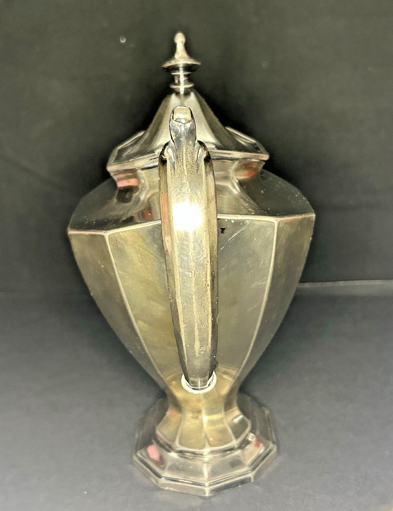 Antique Reed & Barton Silverplate Teapot Octagonal Paneled No. 3690 Monogram