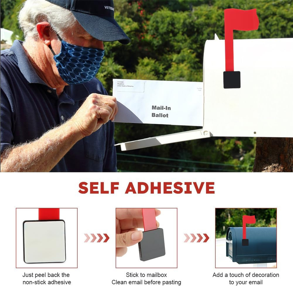 Mailbox Flag Kit, Self Adhesive Red Mail Flag No Tools Installation, Universal