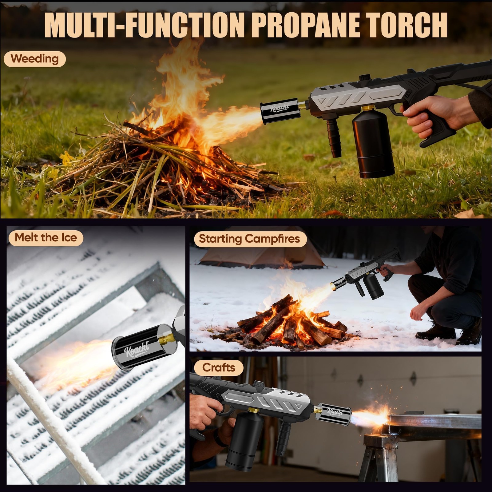 Powerful Propane Torch, Blow Torch with Adjustable Flame, Flamethrower Kitchen