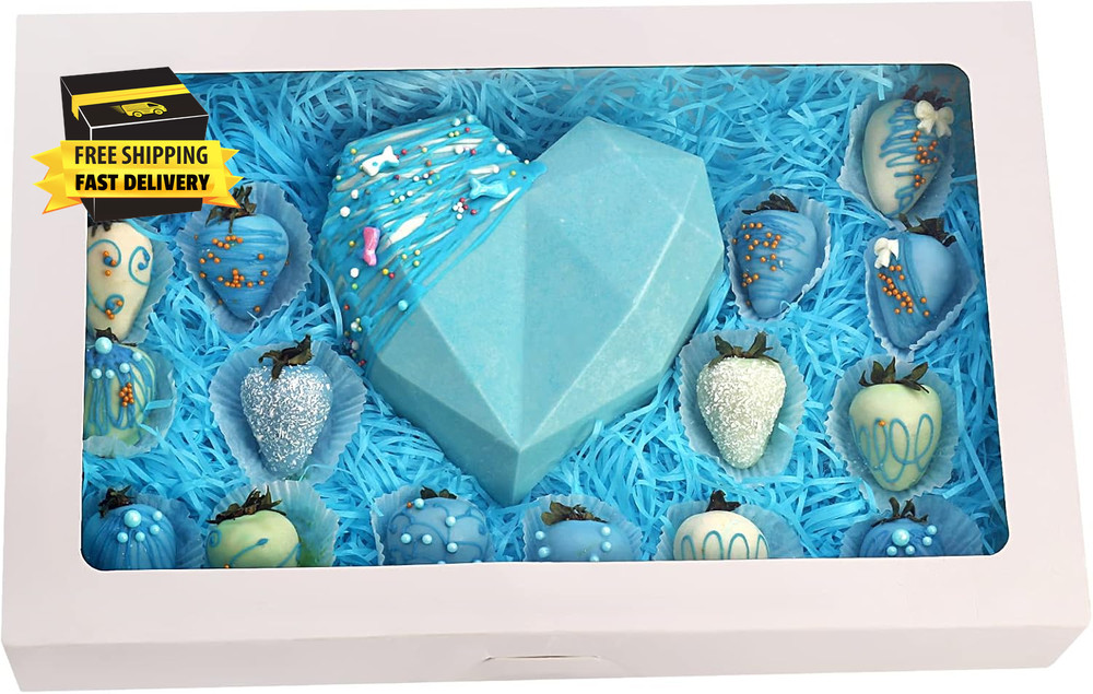 30-Pack 17" X 11" X 2.5" Cookie Boxes with Window, Large Bakery Boxes, Auto-Popu