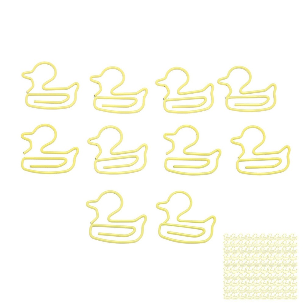 100Pcs Paper Clips Yellow Duck Shape Lightweight Portable Electroplating Process