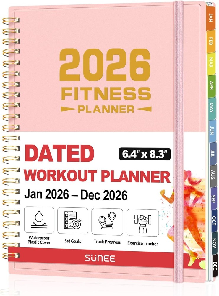 Compact Workout Journal 2026 A5 Size Pink for Logging Exercises and Progress