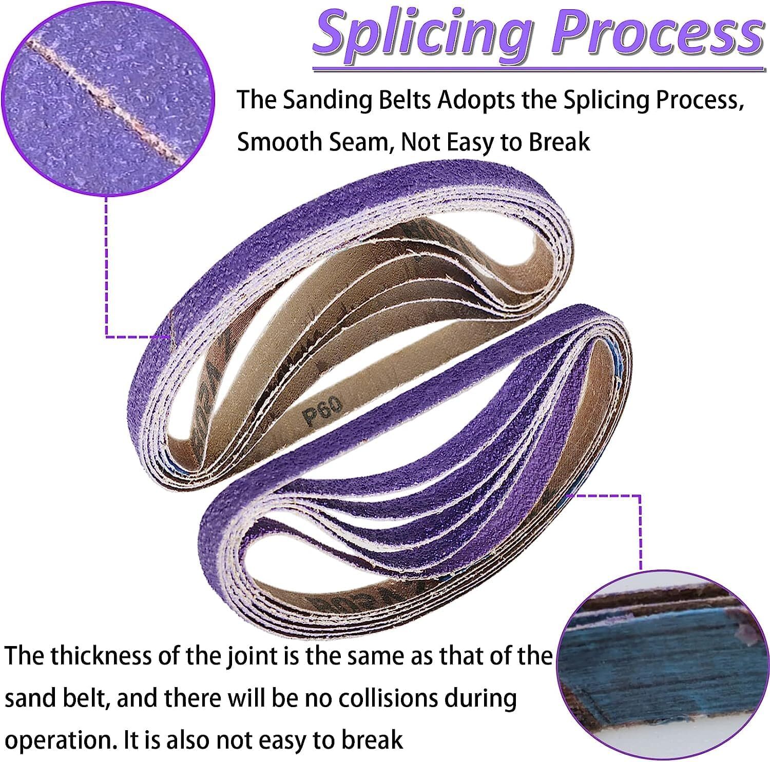 25/50PCS 10 x 330 mm Sanding Belts, 3/8" W x 13" L, Purple Ceramic,40-240 Grit