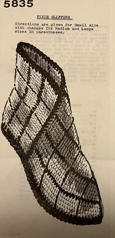 #5835 Vintage Pixie Slippers Pattern to Crochet (Reproduction)