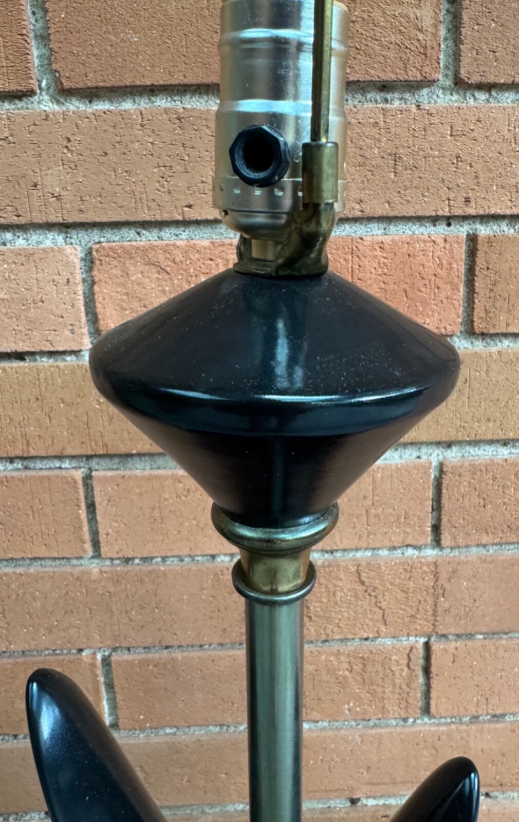 Vintage MCM Black Ceramic Boomerang Lamp Mid Century Modern Lighting Atomic 50s