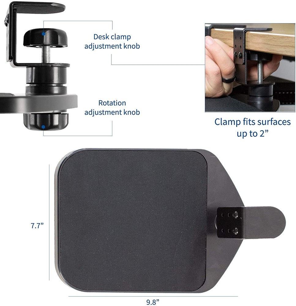 Under Desk Mouse Platform Ergonomic Swivel Mouse Pad Desktop Accessory