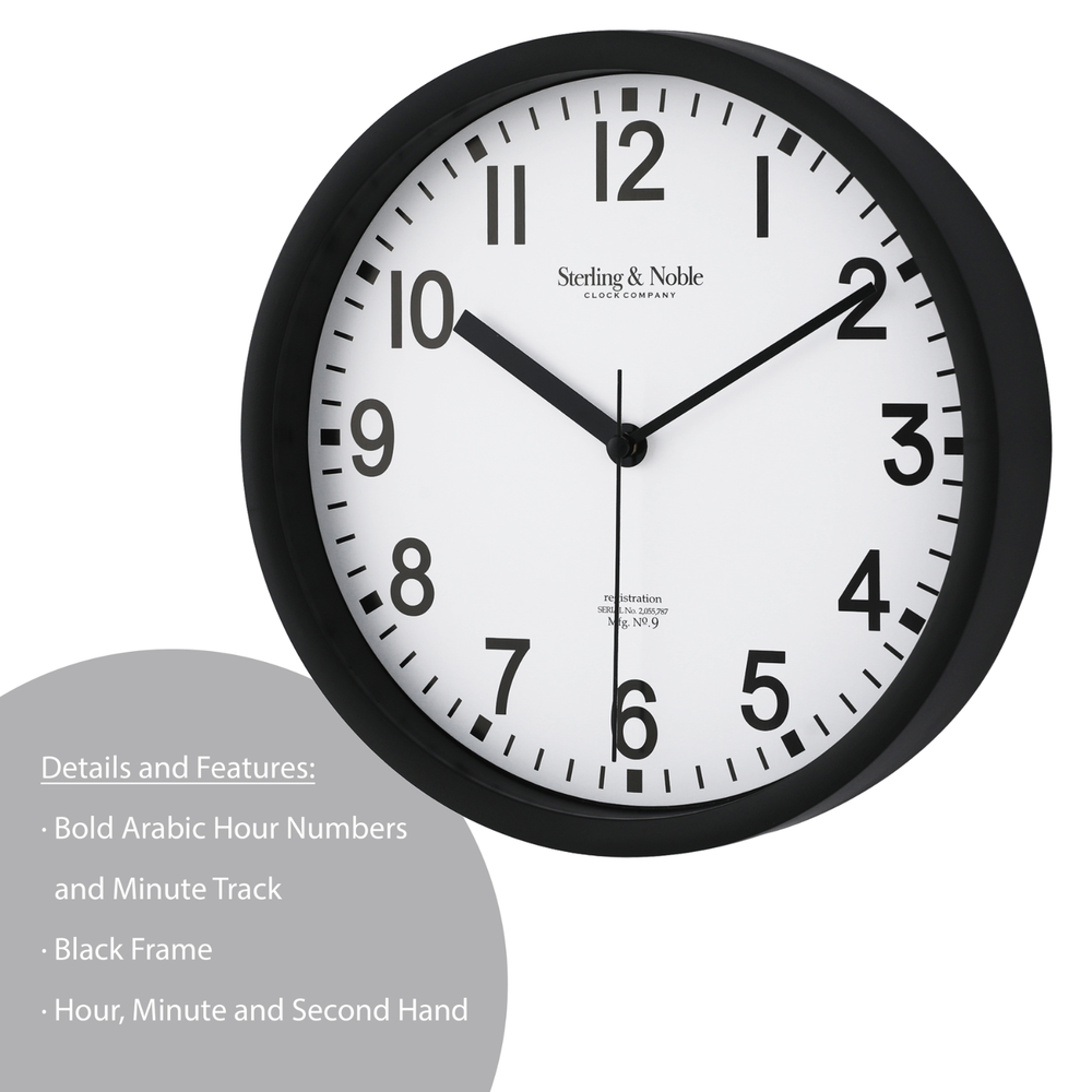 NEW 8.78" Basic Indoor Analog Round Modern Wall Clock, Black (FAST SHIPPING)